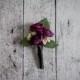 Plum Purple Ranunculus Wedding Boutonniere - Silk Wedding Boutonniere