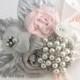 Brooch Boutonniere, Silver, Blush, Pink, White, Button Hole, Corsage, Groom, Groomsmen, Mother of the Bride, Pearls, Crystals, Elegant