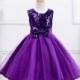 Cute tea length sequin flower girl dresses,little girl princess dress,baby girl's dress,tutu,purple sequin flower girl dress