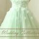 Mint Flower Girl Dress With Handmade Flowers and Pearls
