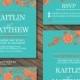 Turquoise and Orange, Flower Wedding Printables, Customized Wedding Invitation, RSVP, Thank you card, Save the date, cottage chic wedding