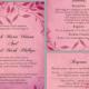 DIY Rustic Wedding Invitation Template Set Editable Word File Download Printable Invitation Fuchsia Pink Invitation Leaf Wedding Invitation