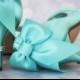 Aqua Wedding Shoes / Bride on Budget Wedding Shoes / Bow Heel / Silver Ring Heel / Seafoam Shoes / Custom Bridal