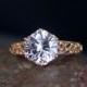 Pink Sapphire Engagement Ring Filigree Milgrain Solitaire 3.5ct 9mm Round Cut 14k White Yellow Rose Gold-Platinum-Custom-Wedding-Anniversary