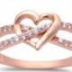 Promise Ring Interlocking crisscross infinity Rose Gold Heart Ring 925 Sterling Silver Round Clear CZ Heart Engagement Valentines Love Gift
