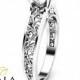 Unique Diamond Engagement Ring 14K White Gold Engagement Ring Art Deco Bridal Ring Filigree Ring