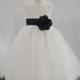 Ivory / Black (pictured) Flower Girl Dress pageant wedding bridal children bridesmaid toddler elegant sizes 6-9m 12m 2 4 6 8 10 12 14 