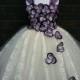 Plum & Ivory lace flower girl dress/ Junior bridesmaids dress/ Flower girl pixie tutu dress (many other colors available)