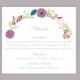 DIY Wedding Details Card Template Editable Word File Download Printable Details Card Floral Purple Details Card Elegant Enclosure Cards