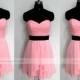 New Arrival Custom Made Pink Chiffon Knee Length Bridesmaid Dress / Pink Homecoming Dress/ Wedding Party Dress / Short Prom Dress wishdress
