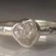 Raw Diamond Engagement Ring,  Recycled Palladium Sterling, White Rough Diamond Ring, Uncut Diamond Ring