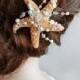 starfish hair clip, starfish hair pin, ocean jewelry, beach wedding hair accessories, seashell hair clip, beach jewelry, Swarovski