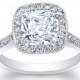 Ladies 18kt white gold vintage engagement ring 1.70ct Cushion Cut white sapphire Ctr 0.50 ctw G VS2 diamonds