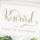 Reserved for the Family of the Groom Sign - 5x7 sign - DIY Printable sign in "Bella" gold script - PDF and JPG files - Instant Download