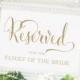 Reserved for the Family of the Bride Sign - 5x7 - DIY Printable sign in "Bella" antique gold - PDF and JPG files - Instant Download