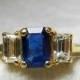 Sapphire Ring Blue Sapphire Engagement Ring 14K Genuine .50 ct tdw Diamond Sapphire Engagement Ring Yellow Gold 14K