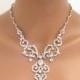 Bridal necklace, Crystal necklace, Bridal jewelry, Cubic zirconia wedding jewelry, Rhinestone necklace, Bridesmaid necklace, Vintage Style