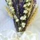 Flower Girl or Bridesmaids Bouquet of Lavender, Larkspur and Wheat in Ivory and Blue