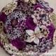Brooch bouquet. Purple and Gold  wedding brooch bouquet, Jeweled Bouquet.