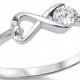 Heart Infinity Knot Crisscross Crossover Promise Ring 925 Sterling Silver Round Russian Diamond CZ Infinity Heart Petite Dainty Ring Gift
