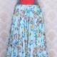 light blue multicoloured glamorous floor length raw silk and georgette gown
