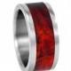 Blood wood Titanium Ring, Wooden Wedding Band, Ring Armor Included