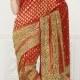 Red pure silk glamorous zari weaved saree with gold border