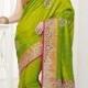 Green pure silk grand zari weaved saree with gold border