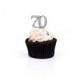 SILVER Glitter Acrylic Cupcake Toppers ~ 70th birthday party, anniversary, you choose quantity CTA0035