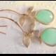 Green Drop earrings, green earrings, drop earrings, orchid earrings, green glass earrings, green bridesmaid earrings