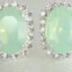 crystal earrings wedding ,mint green crystal stud earrings,seafoam earrings,mint green oval crystal earrings,swarovski,mint green jewelry