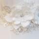 Ivory Beaded Flower Belt Bridal Wedding Sash Bridal Light Ivory- Off white 3D Applique