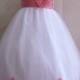 Flower Girl Dresses - WHITE with Guava Rose Petal Dress (FD0PT) - Wedding Easter Bridesmaid - For Baby Children Toddler Teen Girls