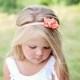 Flower Girl Headband - Flower Girl Headpiece - Baby Girl Headband - Peach Girls Headband - Baby Shower Gift - Baby Couture - Girls Headband