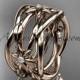 14kt rose gold leaf and vine, flower wedding ring,wedding band ADLR352B