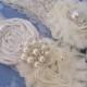 Vintage Bridal Garter Wedding Garter Set Toss Garter included  Ivory with Rhinestones and Pearls  Custom Wedding colors