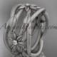 14kt white gold matte finish leaf and vine, flower wedding ring,wedding band ADLR352B