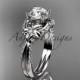 Unique 14kt white gold diamond flower, leaf and vine wedding ring, engagement ring ADLR220