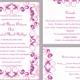 DIY Wedding Invitation Template Set Editable Word File Instant Download Printable Invitation Purple Wedding Invitation Pink Invitations