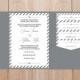 DIY Pocket Wedding Invitation Template Set - Grey Carnival Stripes Printable Editable PDF Template Set - Instant Download - DIY You Print