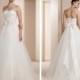 Crinkled Tulle Ball Gown Wedding Dress with 3D Floral Lace Overlay