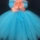 Flower Girl Dress, Little Girls Formal Dresses, Coral Turquoise Flower Girl Dress