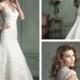 Cap Sleeve Plunging Neckline Mermaid Wedding Dresses with Paneled Back