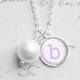 Asking Bridesmaid Gift, Personalized Initial Necklace, Bridesmaids Jewelry, Pearl Necklace, Bridal Shower Gift, Wedding Gift, N172b
