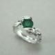 Emerald Leaf Engagement Ring, Emerald Engagement Ring, Emerald Leaf Ring, Antique Emerald Leaves Ring, Emerald Antique Floral Forest Ring