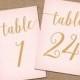 Instant Download Printable Table Numbers 1-30 // Blush Pink and Gold Wedding Decor // 5x7, 4x6 Table Numbers Wedding