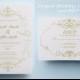 Elegant wedding invitation template, classic wedding invitation design, printable wedding invitation instant download premade gold wedding