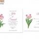 Pink Tulips Floral Printable Wedding Invitation and RSVP card, DIY Invitation and RSVP printable, pdf file, customized digital template