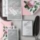 Wedding Invitation Suite (20), Grey Pink Invites, Lace Wedding Invitations , Vintage Wedding Invitation, Floral Botanical Invitation
