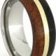 African Blackwood and Amboyna Wood Ring with 14k Yellow Gold Pinstripe